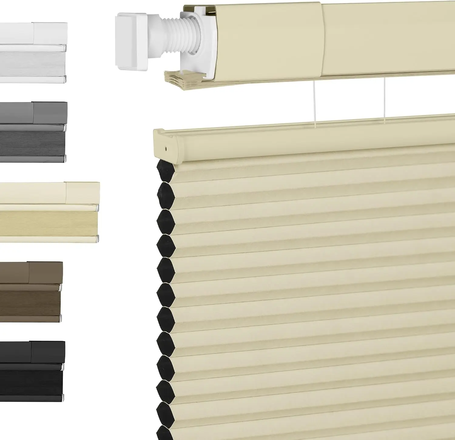 BERISSA Top down Bottom up Cordless Cellular Shades,No Drill Blinds 34"X48" | Beige Blackout TDBU Adjusts Light & Privacy. No-Drill Mount. Honeycomb Saves Energy, Insulates, Blocks Light & Cuts Noise.