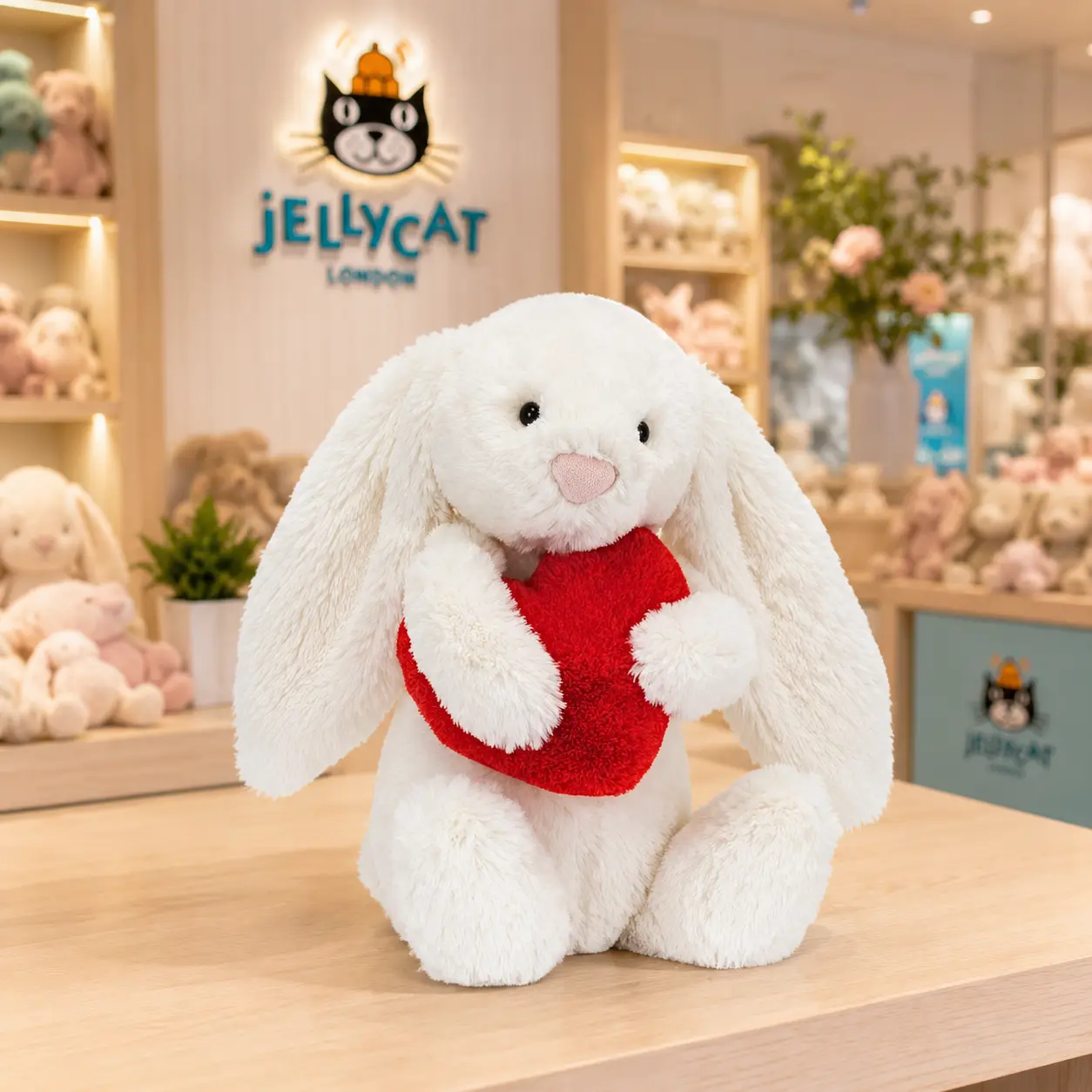 Jellycat Love Bunny Plush with Red Heart, Soft White Rabbit Stuffed Animal, Cute Romantic Gift for Valentine’s Day Birthday Baby Shower, Cozy Plush Toy