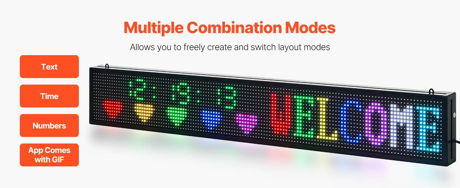 SucceBuy Programmable LED Signboard with Digital Panel, SucceBuy App Compatibility, AC Power Supply, Ideal for Restaurants & Malls, Displays Dates, Times & Gifs (Home & Bathroom Supplies Accessory), Bars