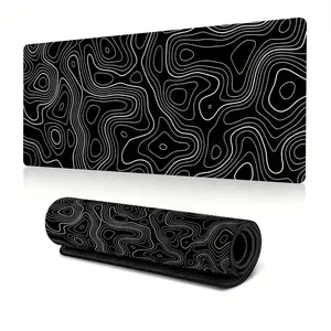 Line Pattern Cozy Gaming Mouse Pad, Large Size Mouse & Keyboard Mat with Stitched Edge, Non-slip Desk Mat for Home Office