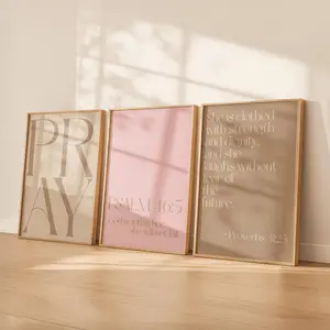 Neutral Pink Christian Wall Art Set of 3 Poster Unframed  s | Bible Verse Poster Unframed  able Bundle | Minimalist Scripture Poster Unframed s | Modern Religious Decor
