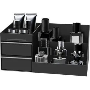 Men’s Classic Rectangular Cologne & Perfume Organizer Stand, Bathroom Countertop Storage Shelf, Stylish Fragrance Display, Gift for Men