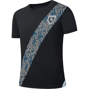 Guatemala Black Football Jersey with Blue and White Geometric Design Camisola de Fútbol Guatemala Negra