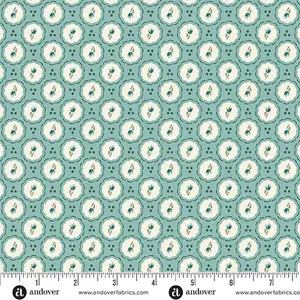 Fabric Andover Misty Blue Little Blossom Heartland by the Quarter Yard A-1584-B
