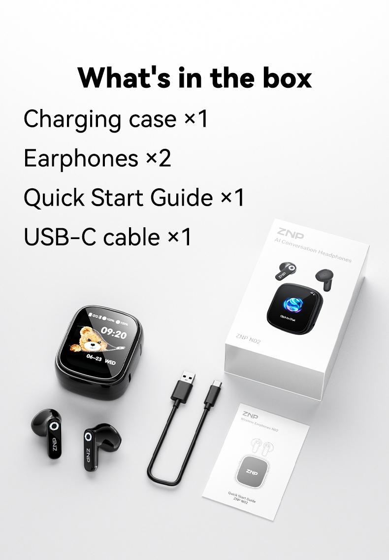 ZNP N02 LED Smart Dialogue Headphones, Supports conversational interaction, emotional companionship, answering questions, and providing inspiration. Hi-Fi sound quality, and comes with a dedicated app, Suitable for learning, work, and entertainment.