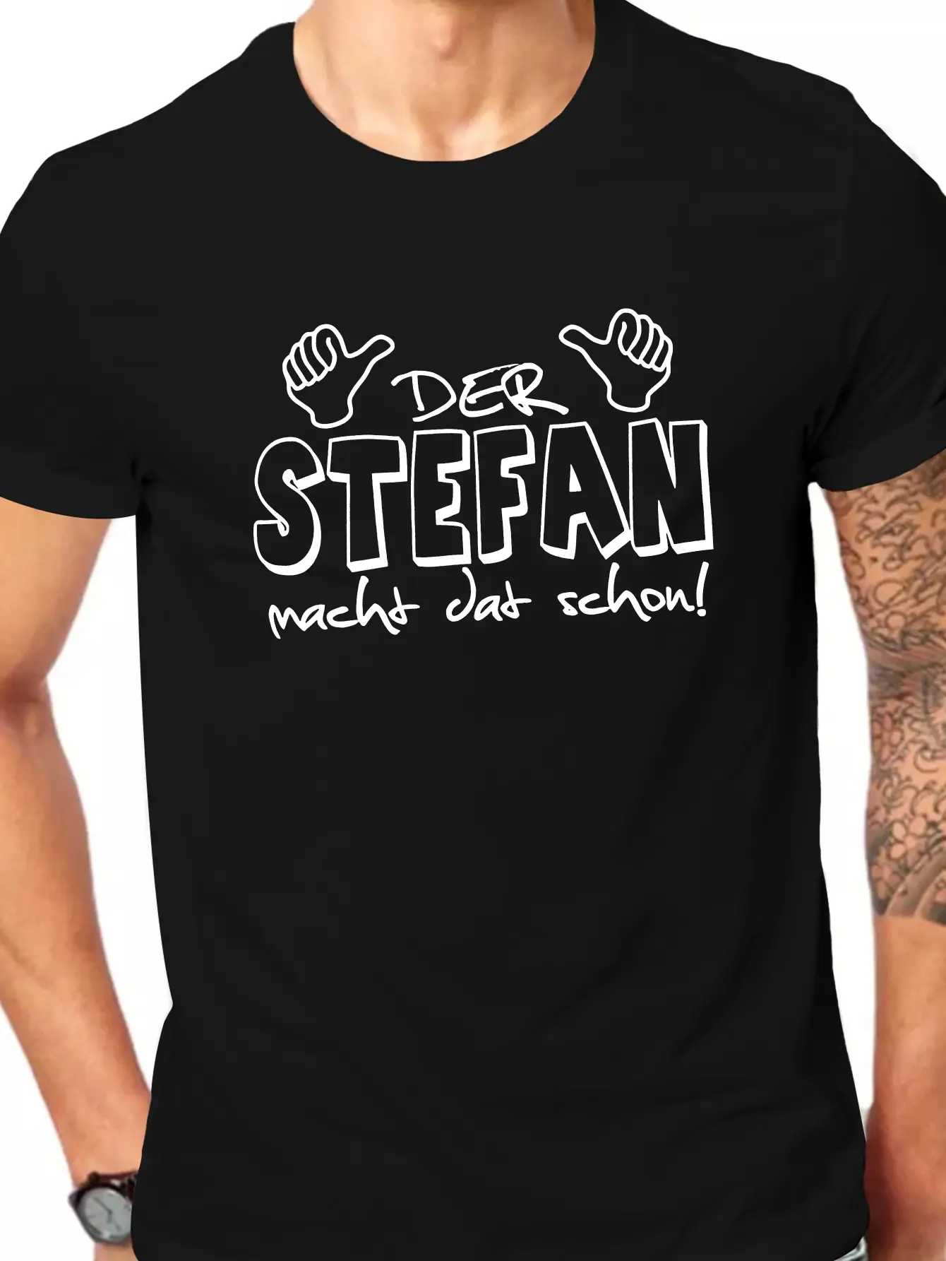 Men's Phrase T-Shirt - "Der Stefan Macht Dat Schon" & "Stefan Can Handle " Short Sleeve Top - Casual Summer Round Neck Tee with Stefan Facepalm Graphic - Machine Washable Casual Wear shirts  men graphic  tees baggy  shirt