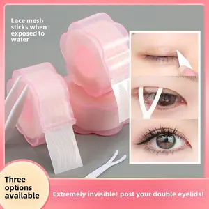 Glue-Free Double Eyelid Tape 360 Stickers/Roll Water-Activated Lace Mesh Fiber Natural Invisible Eyelid Tape Beauty Tape Cosmetic Makeup Floral