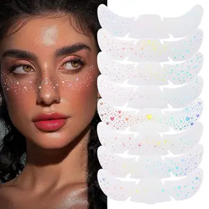 8Pcs Face Makeup Patches, Glitter Freckles Face Tattoo for Teenagers & Young Women, Sparkle Freckles Makeup Patches, Waterproof Face Glitter Freckles for Christmas (8Pcs Holographic Multicolor)