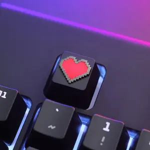 Pixel Heart Metal Keycap | Gamer Valentine Gift | Custom Mechanical Keyboard Esc Key