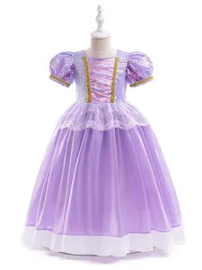 Cartoon Cosplay Costume Party Costume Accessory Fancy Carnival Party Holiday Kids Clothes Princess Bubble sleeve sequin patchwork mesh puffy skirt Girls Ball Gown Children Cocktail Dress for all Season 2 to 10 Years