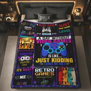 Game Console Pattern Blanket - Soft Comfortable Throw Blanket for Home, Office, Travel Camping, Cozy Bedroom Bedding
