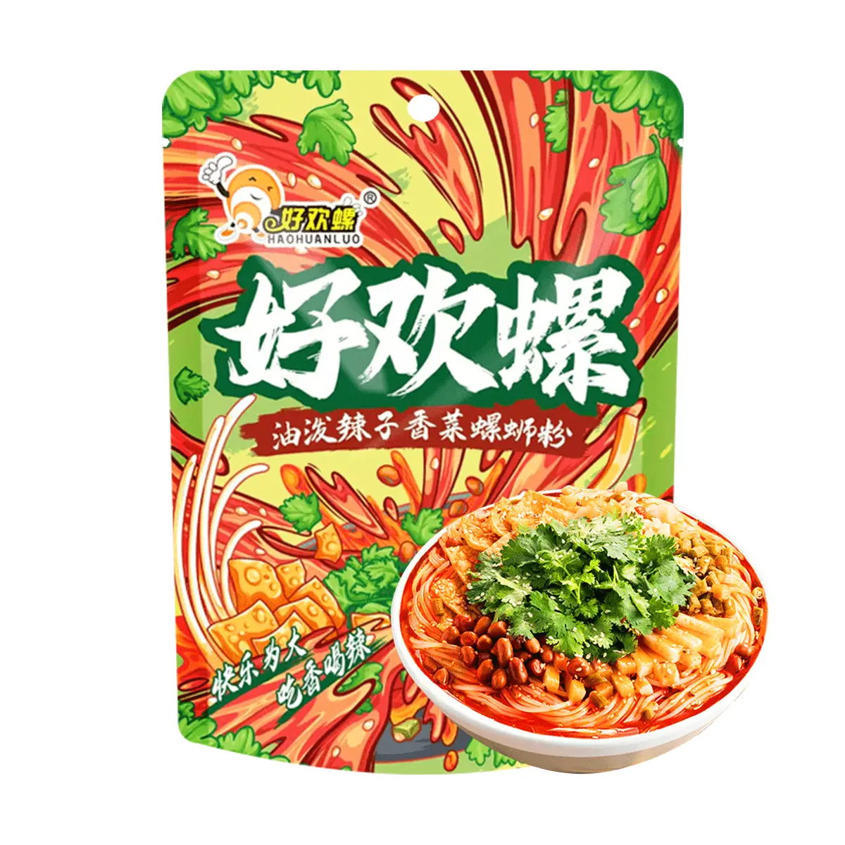 HAOHUANLUO Luosifen Rice Noodles - Spicy Cilantro Flavor (260g) - Authentic Liuzhou Snails Noodles, Instant Noodle Bowl, Spicy & Savory, Perfect for Foodies & TikTok Trends