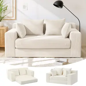 Winzoo Oversized Sofa Bed Chaise Lounge,Boneless Couch with 4 Pillows,No Assembly, Upholstered Sectional couch bed,bean bag chair For living room,bedroom