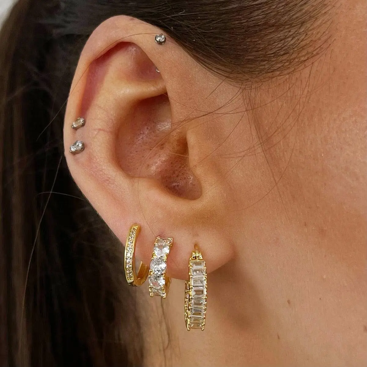 EVRY JEWELS Gold or Silver Plated Women's Eternity Earrings