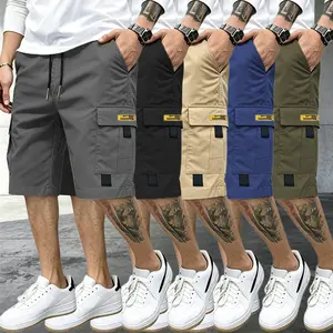 Men’s cargo shorts set — durable tear-resistant fabric, multifunctional pocket design, suitable for gym workouts, hiking trips, and jobsite work—a summer casual style that is both comfortable and breathable. Beige tropical men’s shorts, Menswear