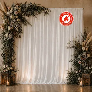Chiffon Backdrop Curtain Panel 10ft x 10ft – White Durable Flame Resistant Sheer Draping Fabric with Rod Pocket