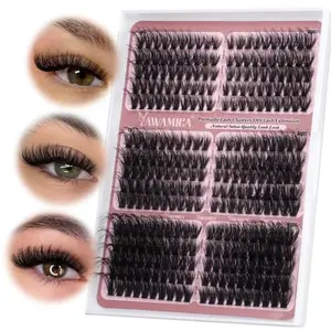 Yawamica Cat Eye Lash Clusters Fluffier Cluster Eyelash Extensions Wispy Individual Lashes Premade Eyelash Clusters Left Right Cluster Lashes 60D 80D 100D Volume 300pcs Eye Lashes Clusters DIY Lash