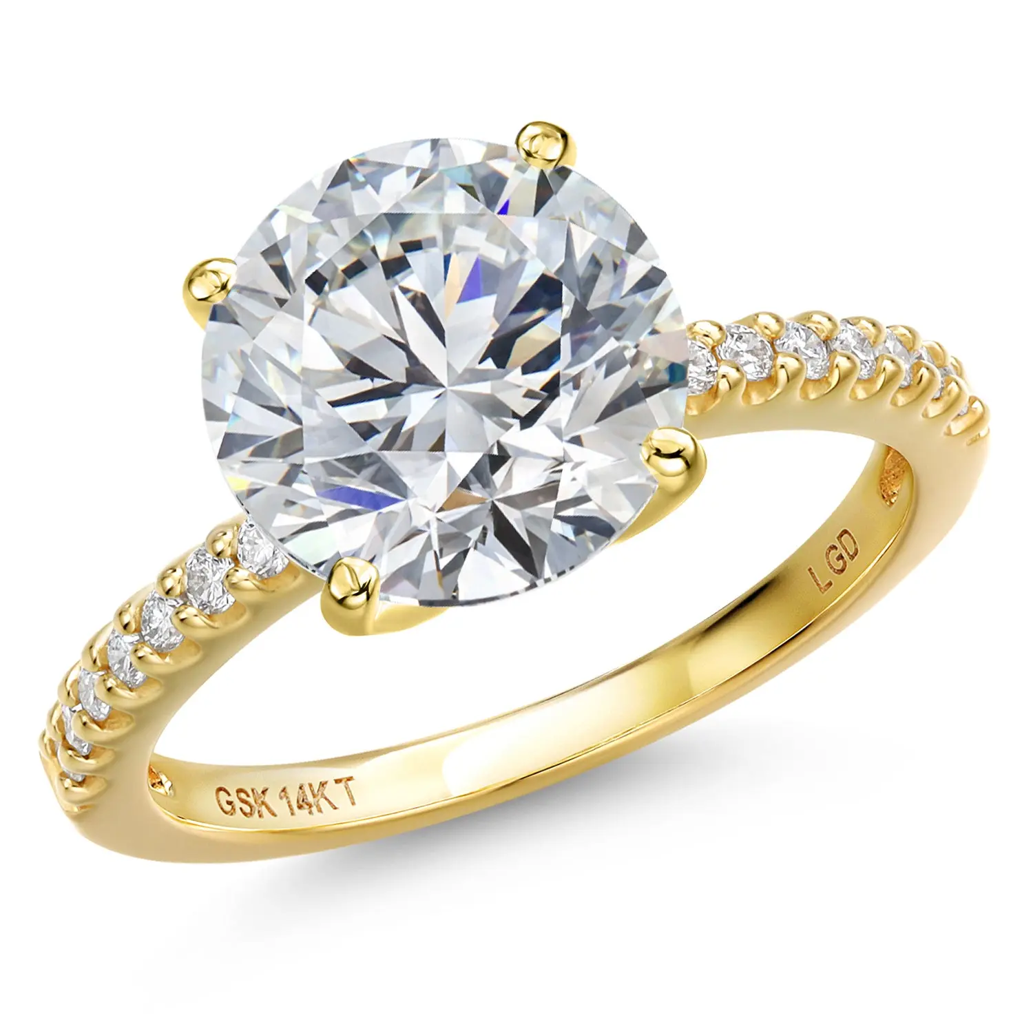 0.90-5.16 Cttw Round Cut Lab Grown Diamond Engagement Ring For Women | 14K Yellow Gold | IGI Certified | E-F Color | VS1-VS2 Clarity | Wedding Anniversary Ring
