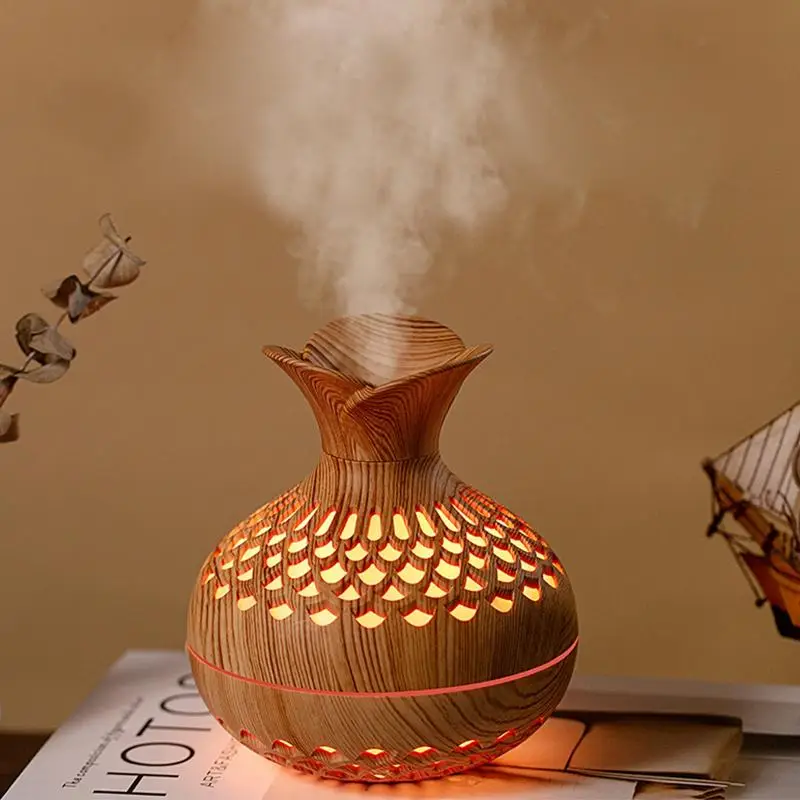 USB Powered Wooden Flower Design Humidifier, 1 Count 7-Color Night Light Humidifier, Desktop Air Humidity Conditioning Machine For Home Office, Air Hu