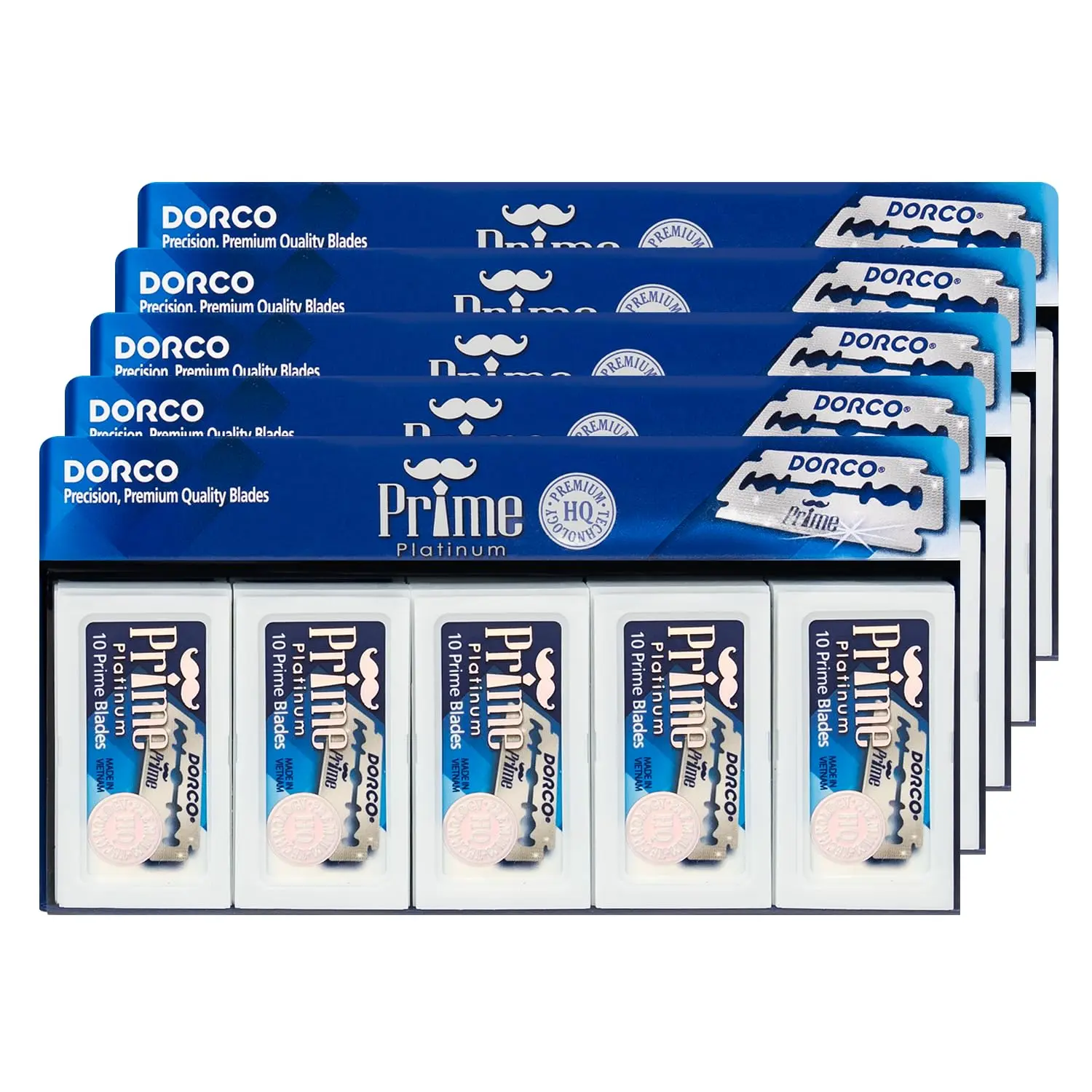 DORCO STP301 Prime Platinum Traditional Double Edge Razor Blades, 500-Count Unscented Stainless Steel, Long-Lasting, Universal Fit for Smooth Shaves Across All Skin Types, Replacement Blades, Daily Shaving Tool, Rustproof