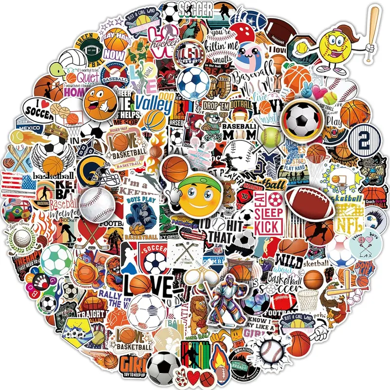 300 Pcs Sport Stickers for Kids, Water Bottle Stickers, Cute Vinyl Waterproof Hydroflask Phone Skateboard Laptop Stickers, Bulk Sticker Packs for Boys Girls Teens Adults