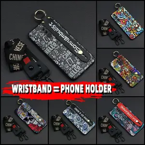 Soft case Lanyard Phone Case For Samsung Galaxy M55 5G/SM-M556B Back Cover Phone Holder Shockproof Durable Fashion Design Kickstand Dirt-resistant Anti-dust Silicone Wristband