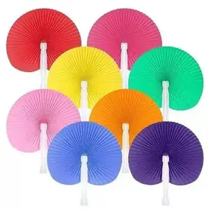 12PCS Decorative Paper Folding Hand Fans Handheld,Heart,Round Wedding Foldable Fans Chinese and Japanese Fans Bulk for Bridal Guest Church Party Favors Dancing Birthday DIY