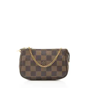 Pre-owned Louis Vuitton Leather Clutches & Wristlets Damier Ebene Mini Pochette Accessoires