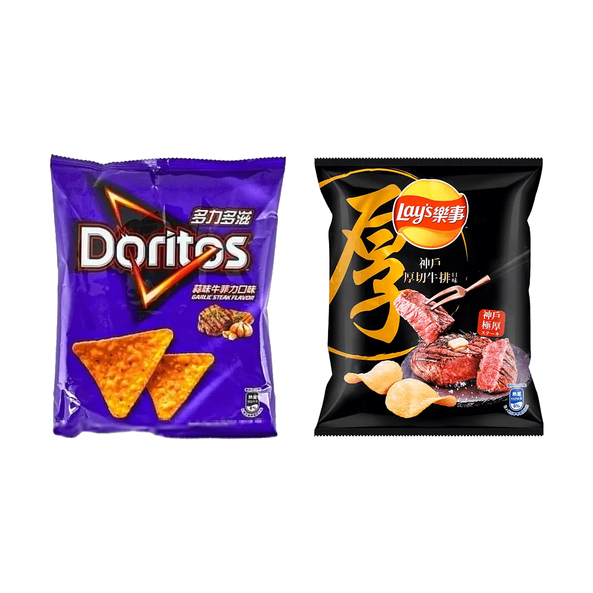 Doritos TK-COMBO Garlic Steak Fillet Tortilla Chips + Kobe Thick-Cut Steak Potato Chips 2-Pack