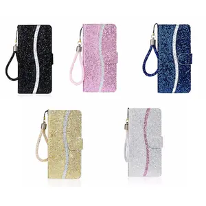 Glitter Wrist Strap Wallet Flip Case| [Color] Bling Leather For iPhone6-17 [Model] girly phone cases