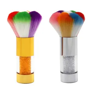 2 Counts Multi-Color Nail Dust Brush, Essential Manicure Tool, Removes Excess Powder and Debris, Perfect for Manicure Enthusiasts