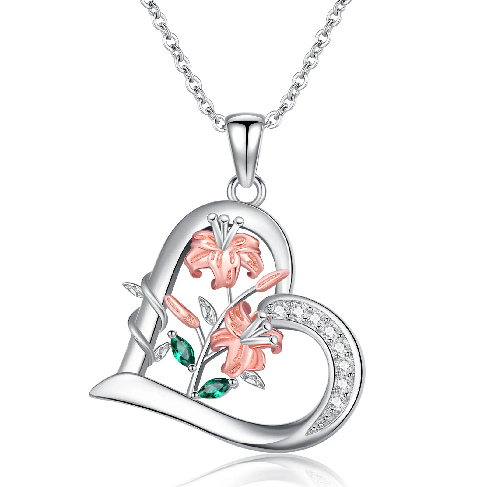 Sterling Silver Lily of the Valley Flower Pendant Necklace, Casual Female-Unisex Jewelry, May Birthday & Anniversary Gifts for Women
