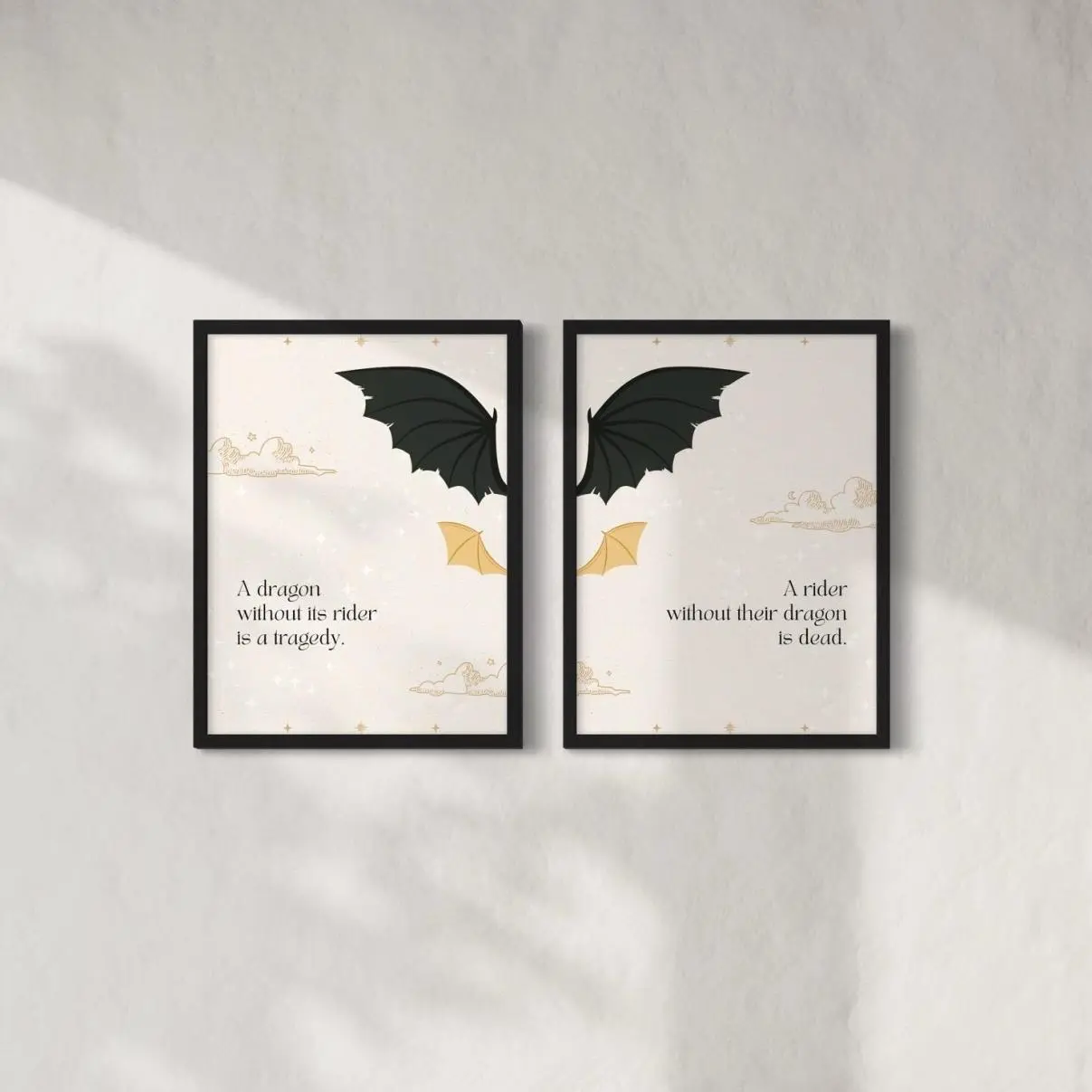 Set of 2 print Fourth Wing Poster , Fourth Wing Quote Print, Bookish Gifts, Rebecca Yarros Quote Print, Basgiath Poster, Dragon