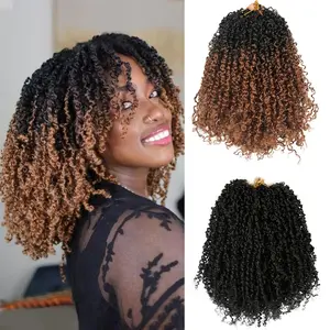 Spring Twist Crochet Hair | Pre-Twisted Passion Twist Braiding Hair | Ombre Kinky Curly Synthetic Hair Extensions for Black Women