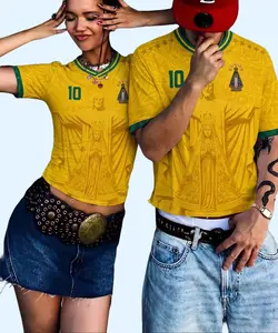 Yellow Brazil 2026 Yellow Jersey - Our Lady of Aparecida & Christ the Redeemer Heritage Shirt #10 - Blokecore Streetwear Soccer Shirt, Unisex Streetwear Jersey, Gift, Couple