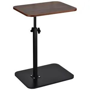 C-Shaped End Table with Swivel & Adjustable Height - Heavy Metal Base Sofa Tray for Living Room, Bed, or Bathroom