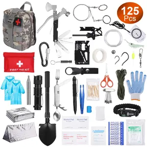 125Pcs/Set Survival Kits Professional Emergency Survival Gear First Aid Kit Supplies for Outdoor Adventure Camping Hiking Hunting