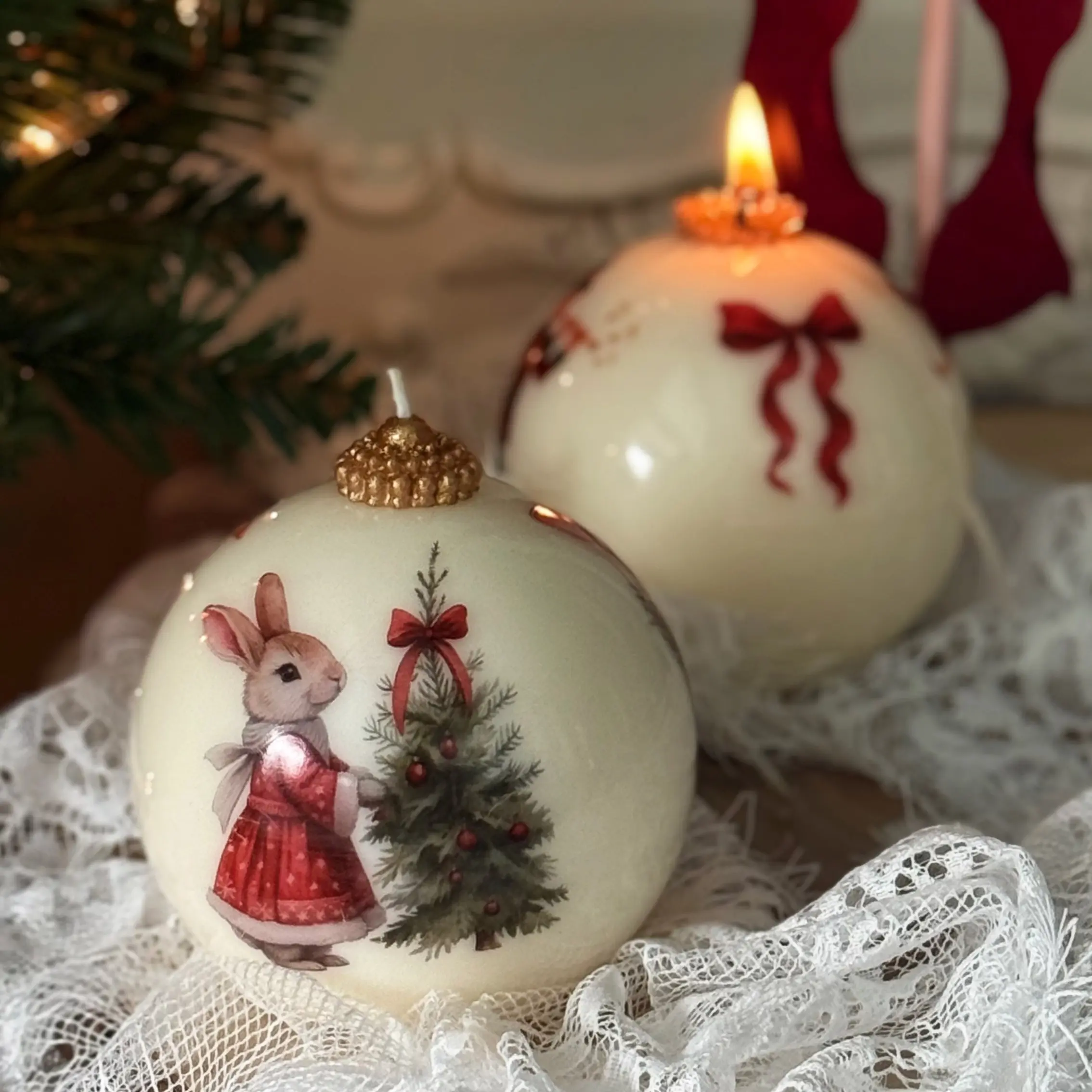 Bunny & Goose Christmas Ornament Candle: Unscented Holiday Decor