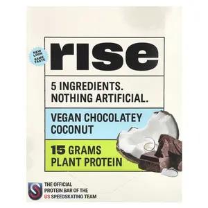 Rise Bar Protein Bar, Vegan Chocolatey Coconut, 12 Bars, 2.1 oz (60 g) Each