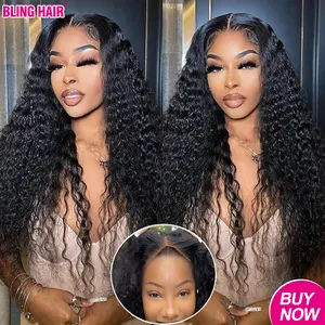 Bling Hair 6x4 Deep Wave Wig Ready to Wear Glueless Human Hair Wig Pre-cut Lace Pre-plucked Natural Hairline Ready & Go Wig for Beginners No Glue No Gel