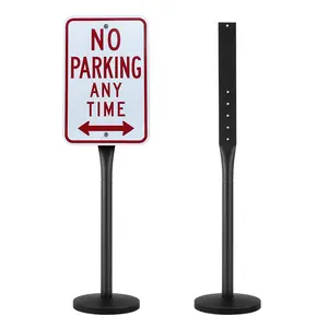 VEVOR Cast Iron Sign Post,  4 ft Portable Heavy Duty Steel Post Sign Holder with Hard Plastic Base & Wheels, U-Channel Sign Stand for Garden, Courtyard, Farm or Traffic Intersection, Black Decor