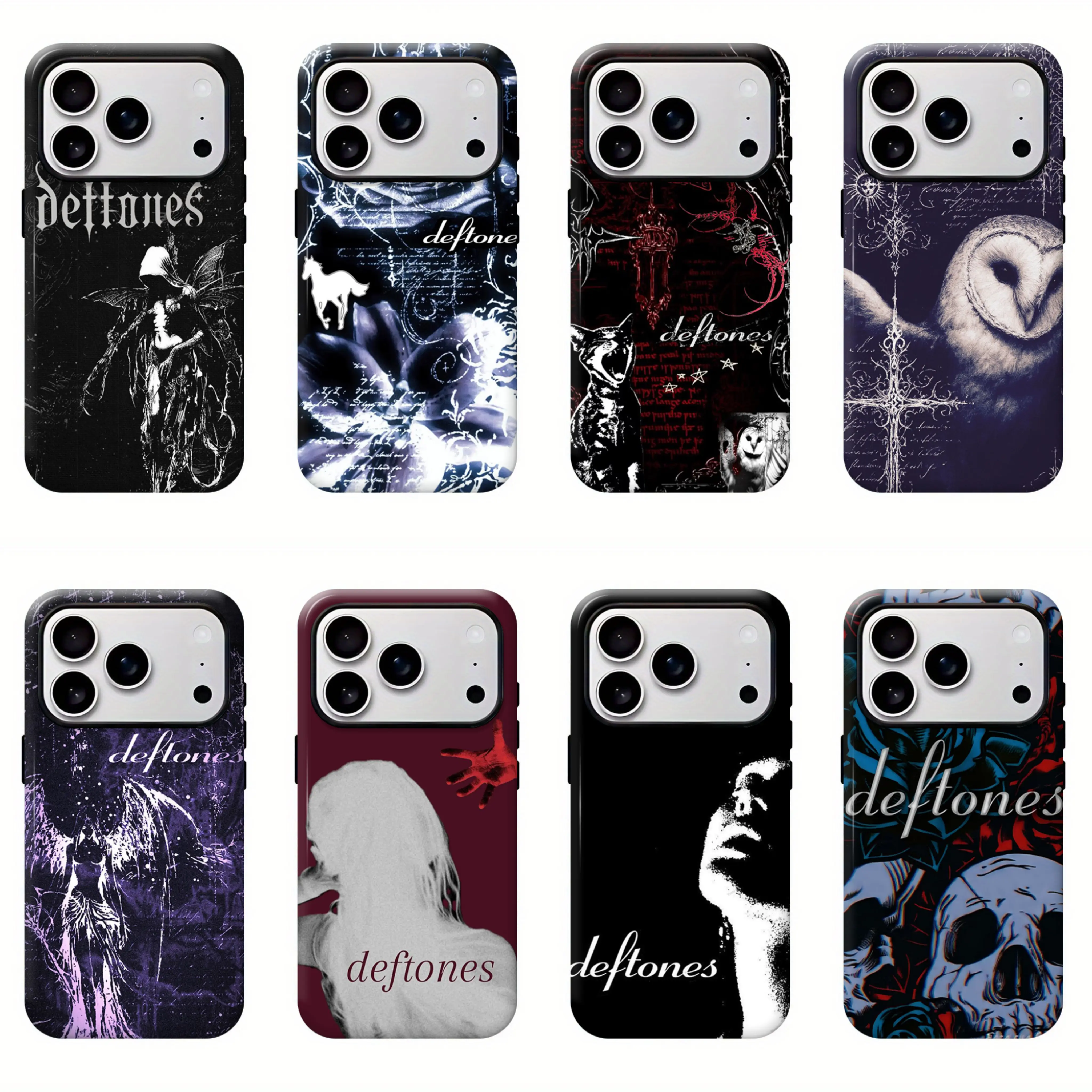 Deftones White Pony Dark Gothic Polycarbonate Cellphone Case - Durable, Shockproof Protection for iPhone 11/12/13/14/15/16/17 ProMax Plus Handheld Devices - Unisex Fan Gift Shell, Tech Accessories