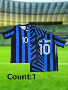 Men's Inter Milan Away 10 Lautaro 22 Barella Soccer Jersey, Casual Loose Breathable Football Top, Football Shirt for Training & Competition Day