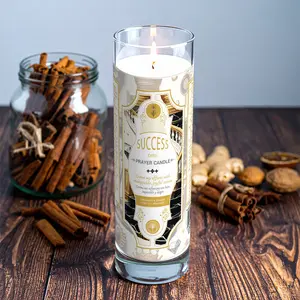 8 inch 9.5 oz Soul Sticks Prayer Candle - Intention Illuminated - English & Spanish Prayer Prints- Clean-Burning Wax - Made in India