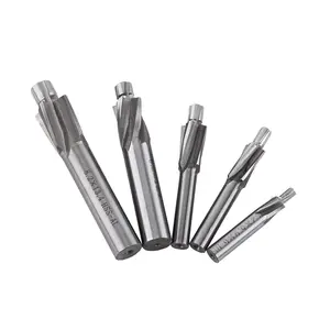 5 count Counterbore Drill Bit Set, HSS-AL Straight Shank 4 Flutes End Mill Bits, M3-M8  Slotting Counterbore Mould End Mill
