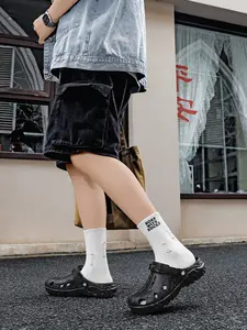 Men's Summer Holey Shoes, Trendy Outdoor Anti-Slip Thick Sole Sandals, Large Size Dual-Use Driving Beach Slippers, Comfortable Footwear