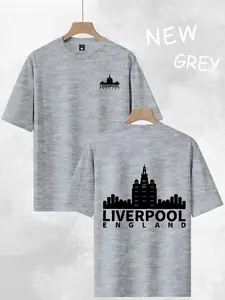 Men's Liverpool Print Summer Vacation Casual T-Shirt, Breathable Comfort Short Sleeve Top, Lightweight Soft Fabric, Durable Design