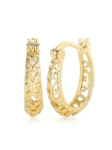 1 Pair Hollow Out Copper Hoop Earrings, Simple Fashionable Earrings For Women, Anniversary Birthday Jewelry Gift