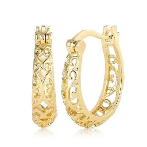 1 Pair Hollow Out Copper Hoop Earrings, Circular Hoop Earrings, Hoop Shape Earrings, Simple Fashionable For Women, Anniversary Birthday Jewelry Gift