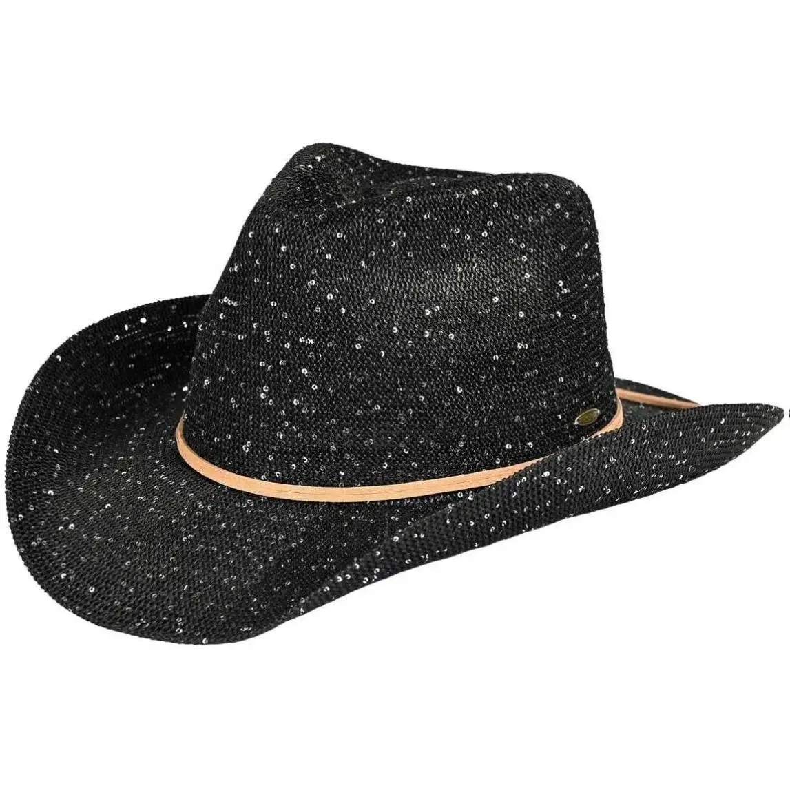 C.C Sparkly Sequin Cowboy Hat with Suede String Trim - One  display picture 1